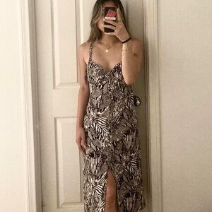 Wilfred Aritzia Heartthrob Dress Animal Print Brown Cream size 4